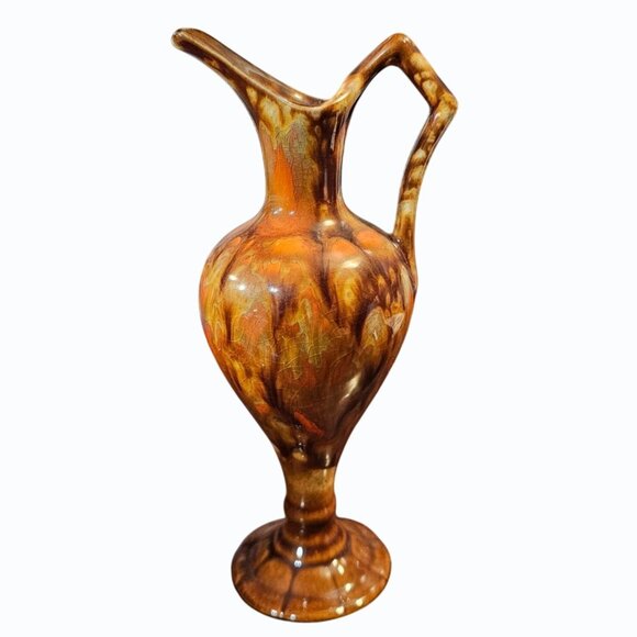 Jem of California 6" Art Pottery 1969 Orange Drip Glaze Pitcher Vase MCM - Picture 1 of 9
